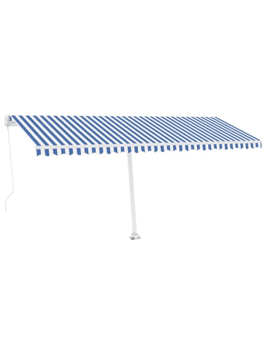 Vapaasti seisova sisäänkelattava markiisi 500x300 cm sin./valk.