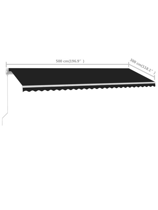 Vapaasti seisova sisäänkelattava markiisi 500x300cm antrasiitti