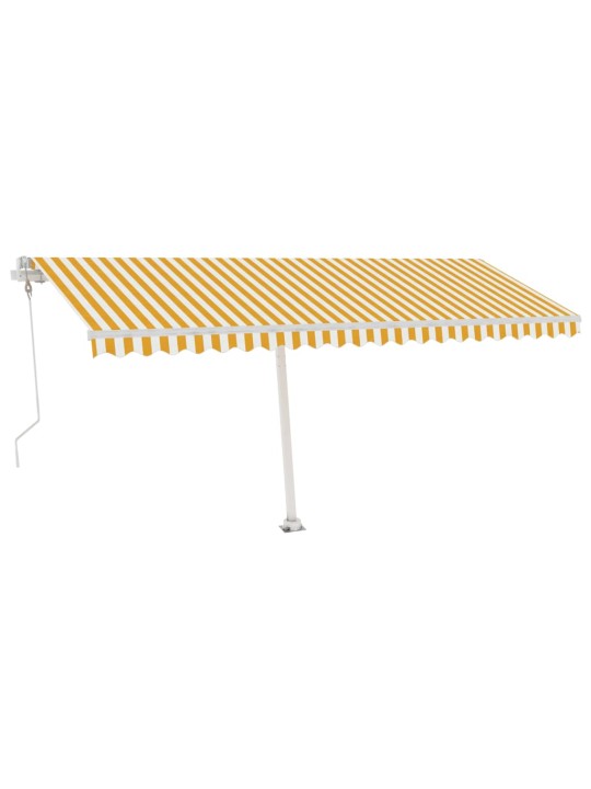 Vapaasti seisova sisäänkelattava markiisi 500x300 cm keltavalk.