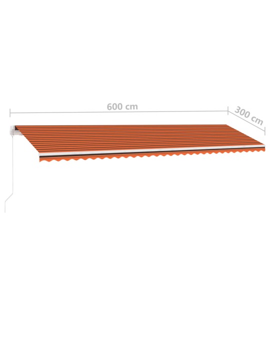 Vapaasti seisova sisäänkelattava markiisi 600x300 cm ora./rusk.