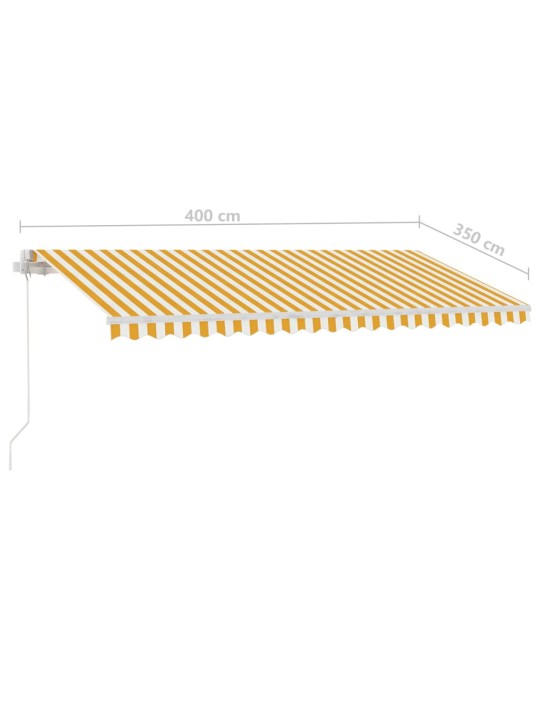Käsin sisäänkelattava markiisi LEDillä 400x350cm keltavalkoinen