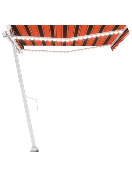 Sisäänkelattava markiisi led-valolla 4x3,5 m oranssi/ruskea