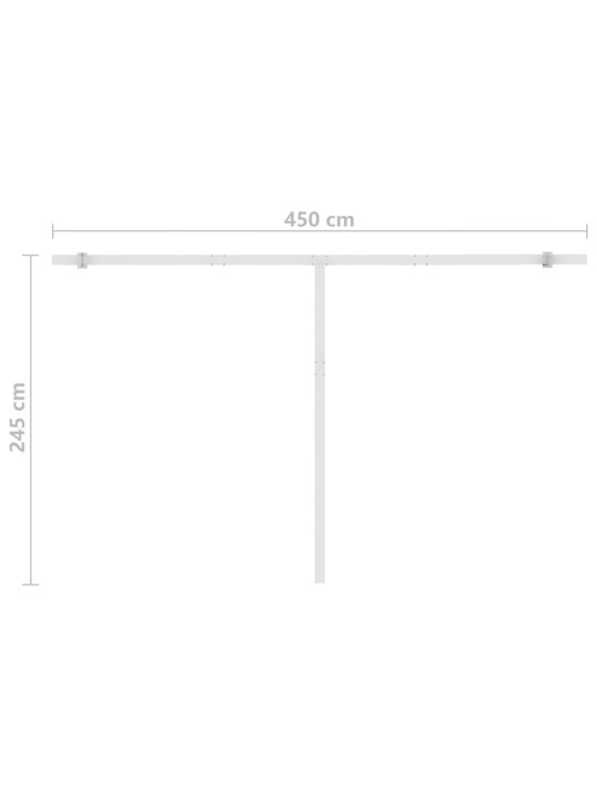 Vapaasti seisova sisäänkelattava markiisi 450x350 cm kel./valk.