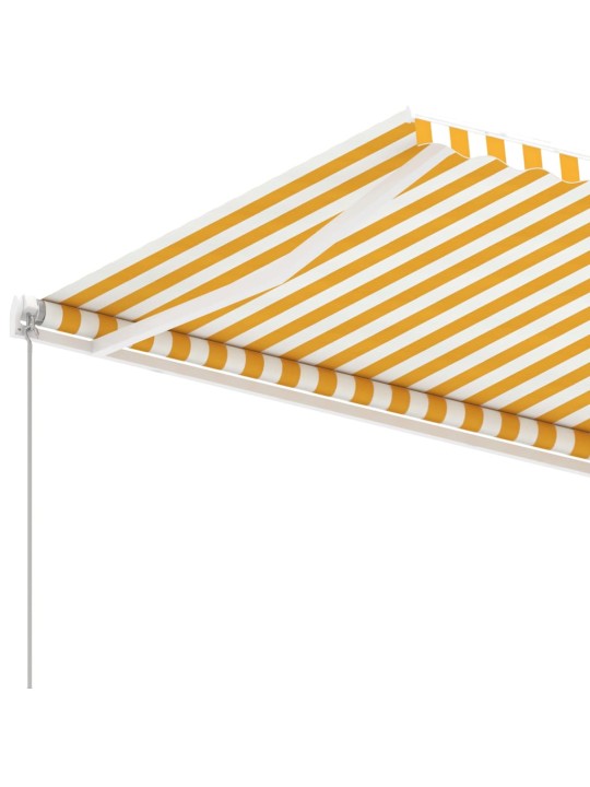 Vapaasti seisova sisäänkelattava markiisi 450x350 cm kel./valk.