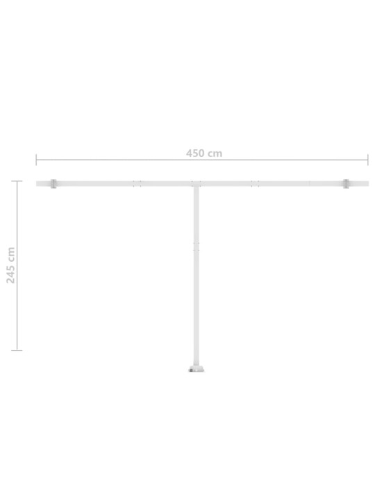 Vapaasti seisova sisäänkelattava markiisi 500x350 cm sin./valk.