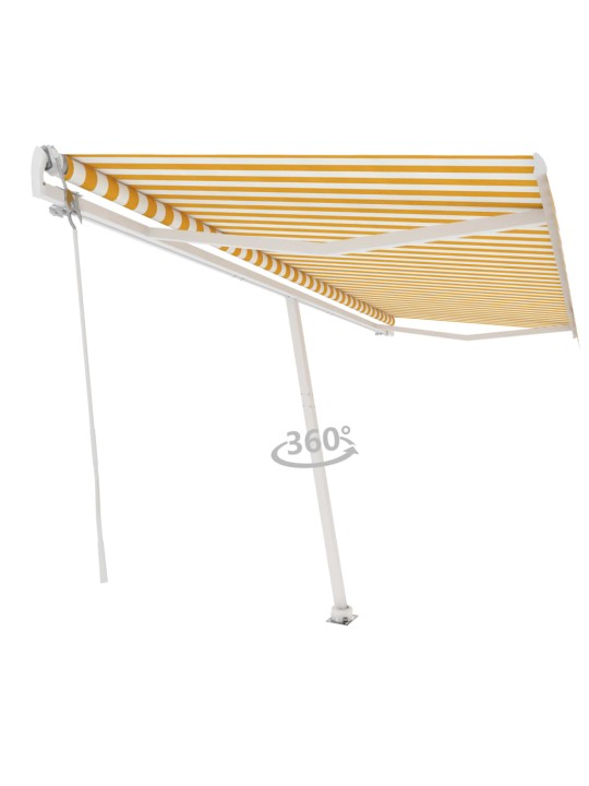 Vapaasti seisova sisäänkelattava markiisi 500x350 cm keltavalk.