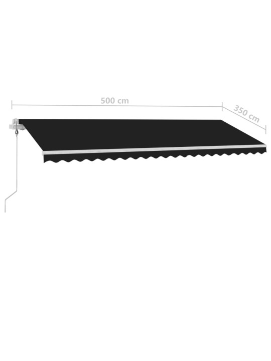 Sisäänkelattava markiisi LED/tuulisensori 500x350cm antrasiitti