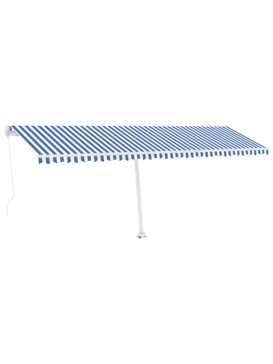 Vapaasti seisova sisäänkelattava markiisi 600x350 cm sin./valk.