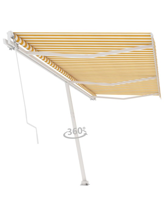 Vapaasti seisova sisäänkelattava markiisi 600x350 cm kel./valk.