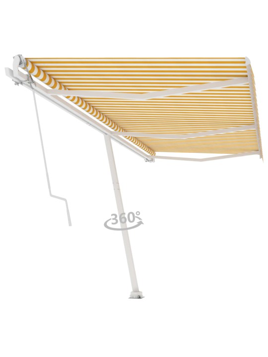Vapaasti seisova sisäänkelattava markiisi 600x350 cm keltavalk.