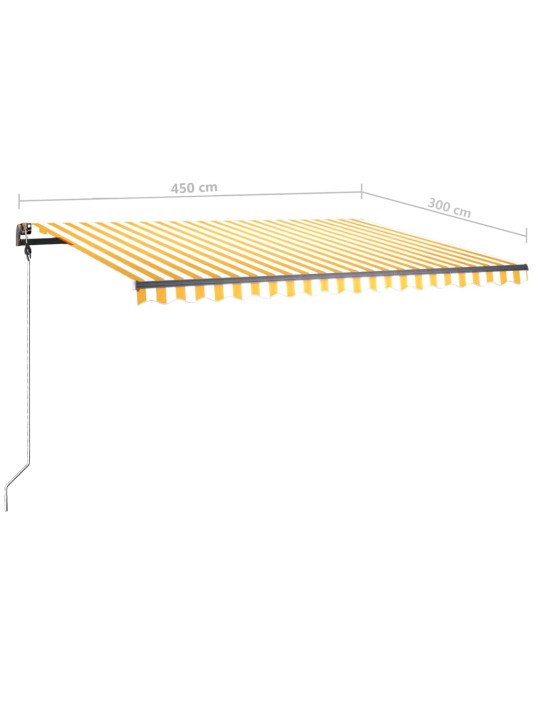 Sisäänkelattava markiisi LEDillä 450x300cm keltavalkoinen