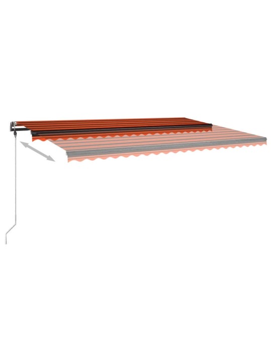 Käsin sisäänkelattava markiisi LED-valot 5x3 m oranssiruskea