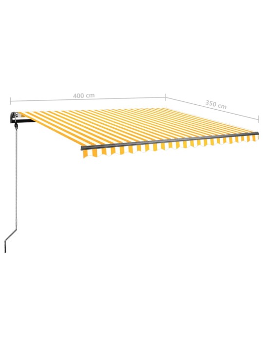 Sisäänkelattava markiisi LEDillä 400x350 cm keltavalkoinen