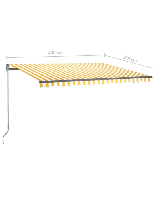 Vapaasti seisova sisäänkelattava markiisi 400x350 cm keltavalk.