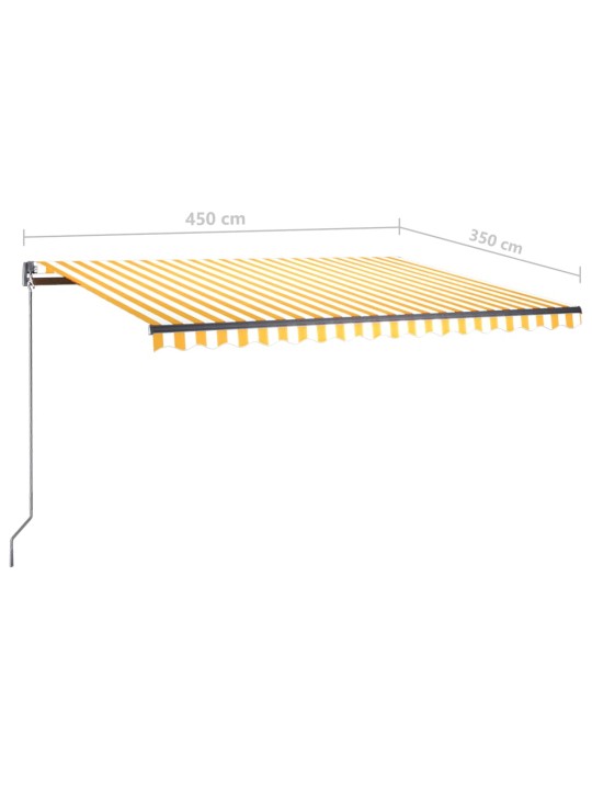 Vapaasti seisova sisäänkelattava markiisi 450x350 cm keltavalk.