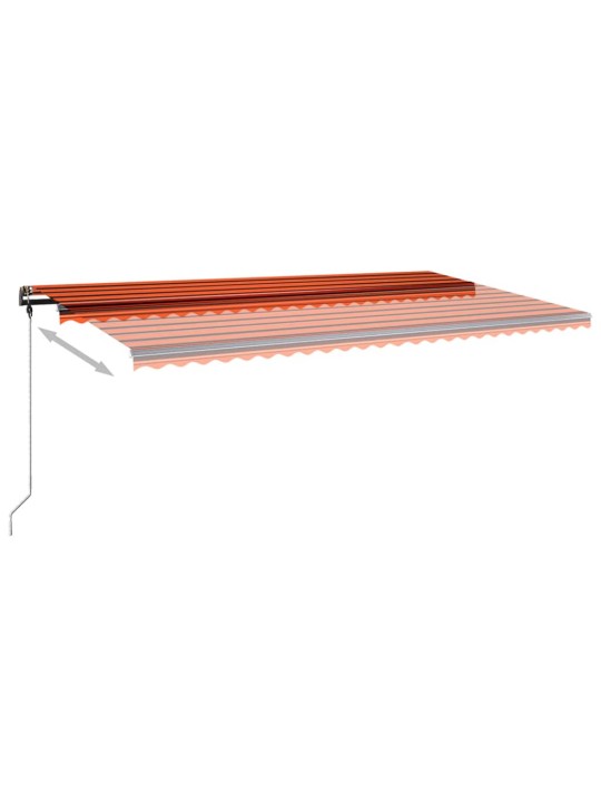 Sisäänkelattava markiisi LED-valo 600x350 cm orans./rusk.