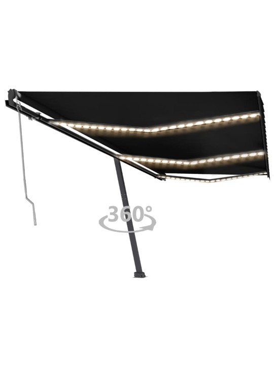 Sisäänkelattava markiisi LED/tuulisensori 600x350cm antrasiitti