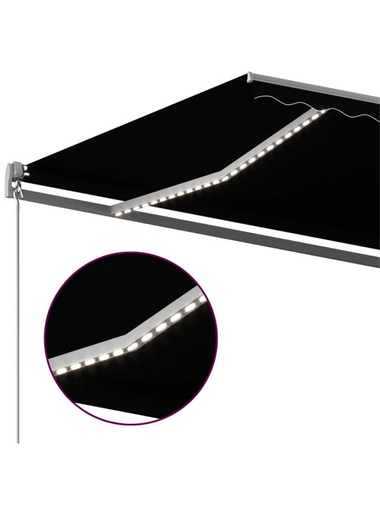 Sisäänkelattava markiisi LED/tuulisensori 600x350cm antrasiitti