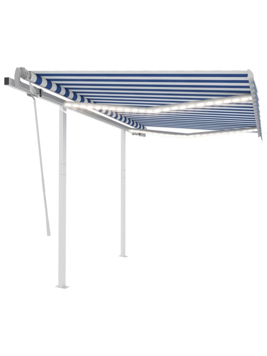 Manuaalisesti kelattava markiisi led-valot 3x2,5m sinivalkoinen