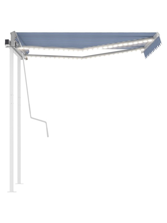Manuaalisesti kelattava markiisi led-valot 3x2,5m sinivalkoinen
