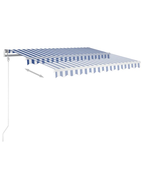 Manuaalisesti kelattava markiisi led-valot 3x2,5m sinivalkoinen