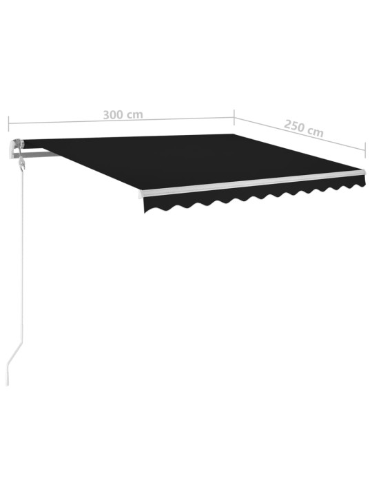 Manuaalisesti kelattava markiisi led-valot 3x2,5 m antrasiitti
