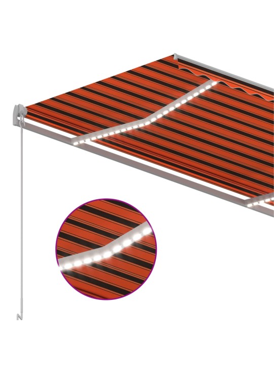 Sisäänkelattava markiisi LED/tuulisensori 3x2,5 m oranssiruskea