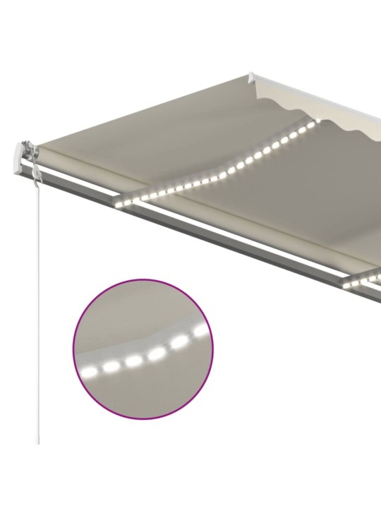 Käsin sisäänkelattava markiisi ledillä 3,5x2,5 m kerma