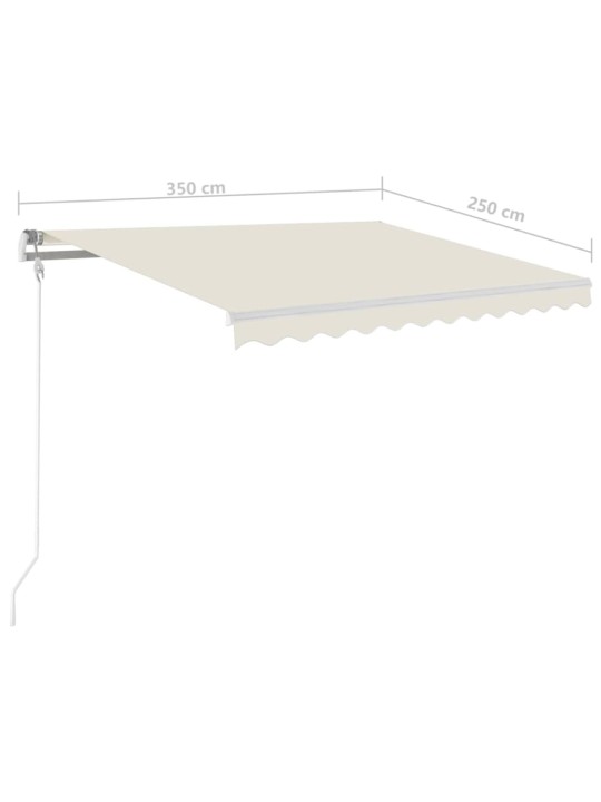 Käsin sisäänkelattava markiisi ledillä 3,5x2,5 m kerma