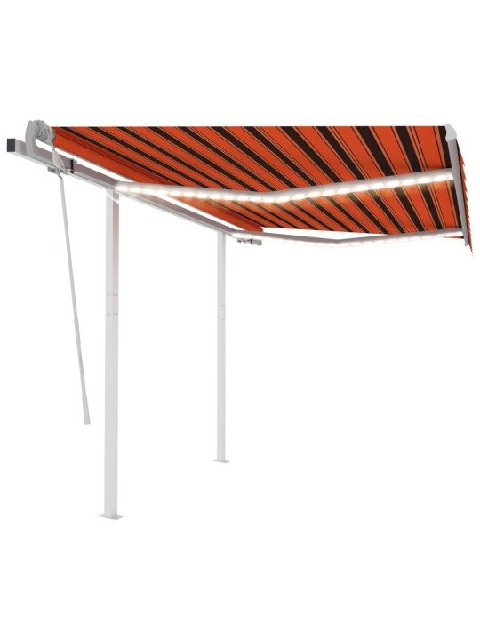 Käsin sisäänkelattava markiisi ledillä 3,5x2,5 m oranssiruskea