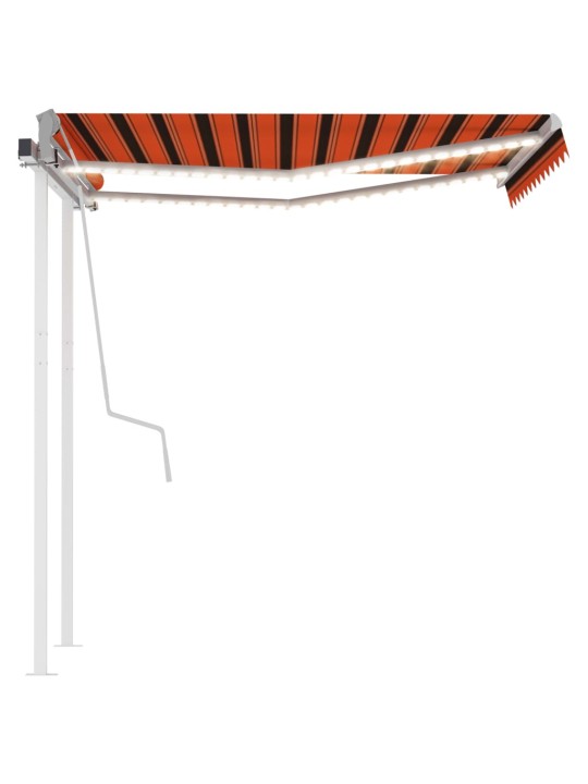 Käsin sisäänkelattava markiisi ledillä 3,5x2,5 m oranssiruskea