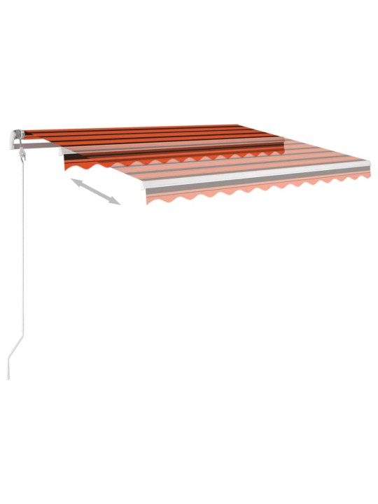 Käsin sisäänkelattava markiisi ledillä 3,5x2,5 m oranssiruskea