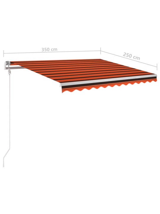 Käsin sisäänkelattava markiisi ledillä 3,5x2,5 m oranssiruskea