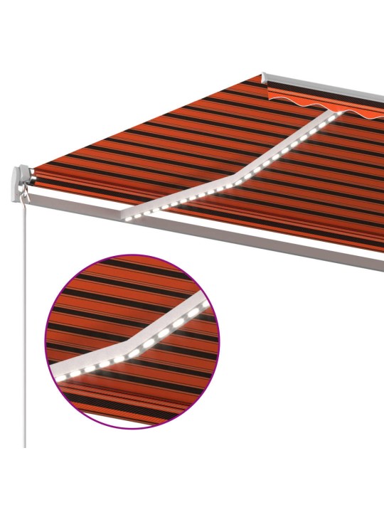 Sisäänkelattava markiisi LED/tuulisensori 4x3 m oranssiruskea