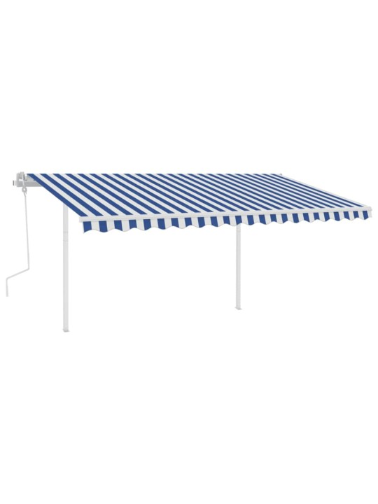 Manuaalisesti kelattava markiisi led-valot 4,5x3m sinivalkoinen