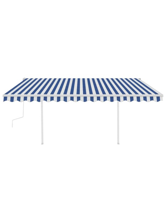 Manuaalisesti kelattava markiisi led-valot 4,5x3m sinivalkoinen