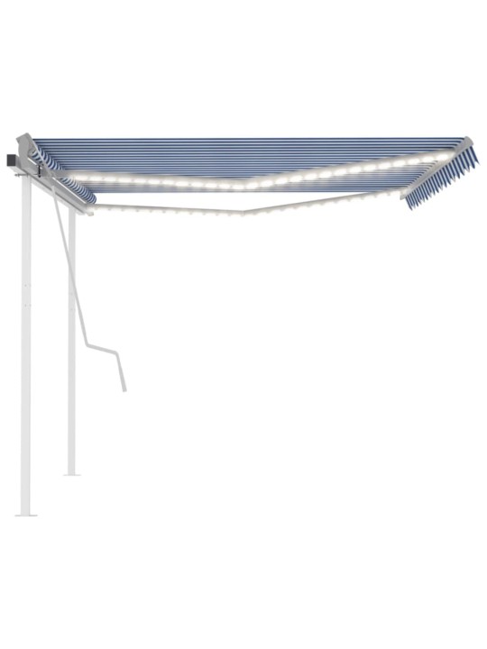Manuaalisesti kelattava markiisi led-valot 4,5x3m sinivalkoinen