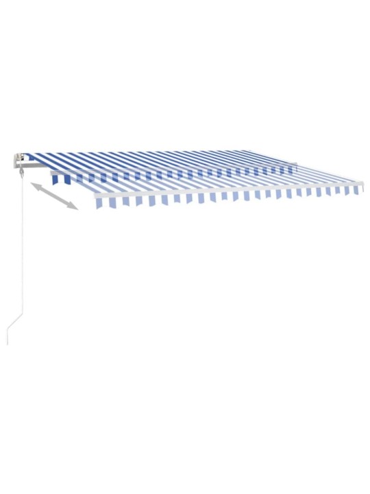 Manuaalisesti kelattava markiisi led-valot 4,5x3m sinivalkoinen