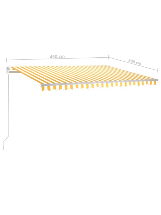 Sisäänkelattava markiisi LED/tuulisensori 4,5x3m keltavalkoinen