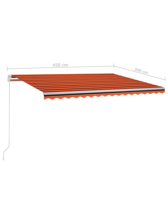 Sisäänkelattava markiisi LED/tuulisensori 4,5x3 m oranssiruskea