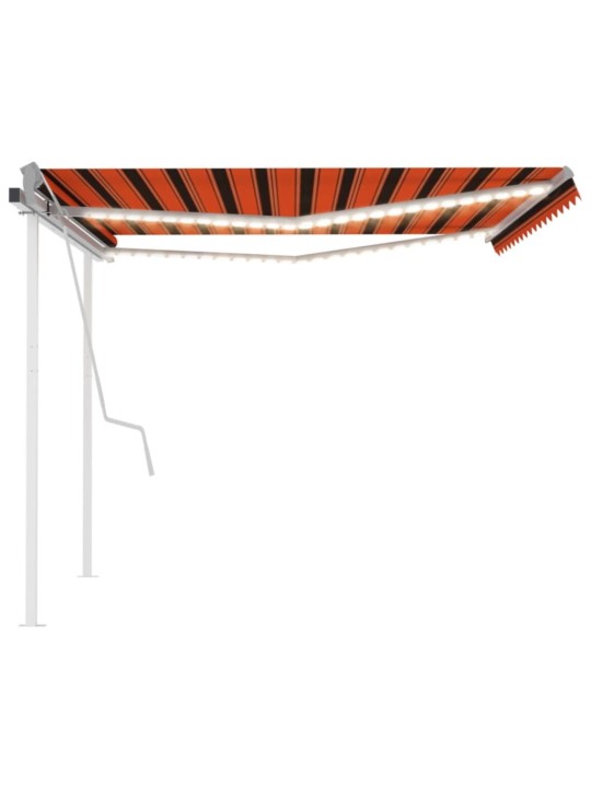 Käsin kelattava markiisi led-valot 4x3,5 m oranssi/ruskea