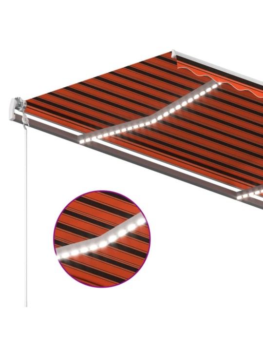Käsin kelattava markiisi led-valot 4x3,5 m oranssi/ruskea