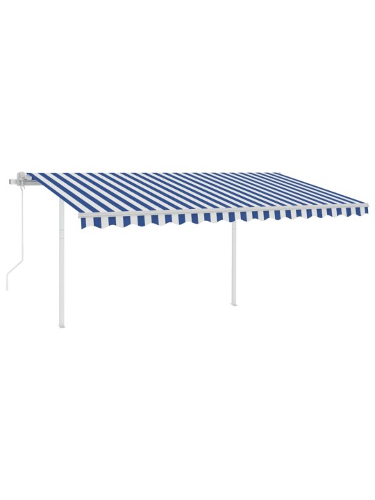 Automaattisesti kelattava markiisi tolpilla 4x3,5m sinivalk.