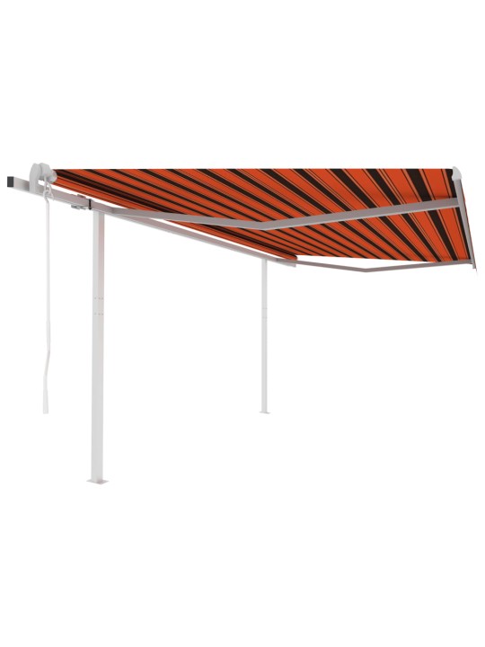 Automaattisesti kelattava markiisi tolpilla 4x3,5m oranssirusk.