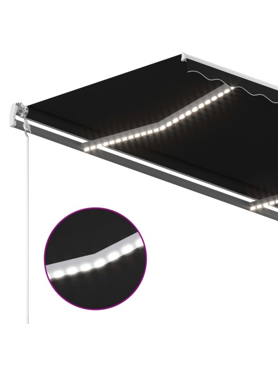 Manuaalisesti kelattava markiisi LED-valot 4,5x3,5m antrasiitti