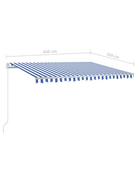 Sisäänkelattava markiisi LED/tuulisensori 4,5x3,5 m sinivalk.