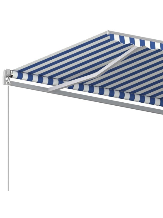 Automaattisesti kelattava markiisi tolpilla 5x3,5 m sinivalk.