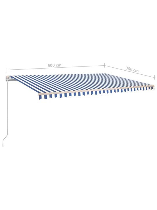 Sisäänkelattava markiisi LED/tuulisensori 5x3,5 m sinivalkoinen