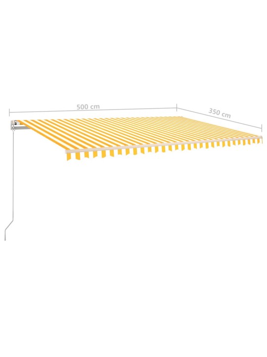 Sisäänkelattava markiisi LED/tuulisensori 5x3,5m keltavalkoinen