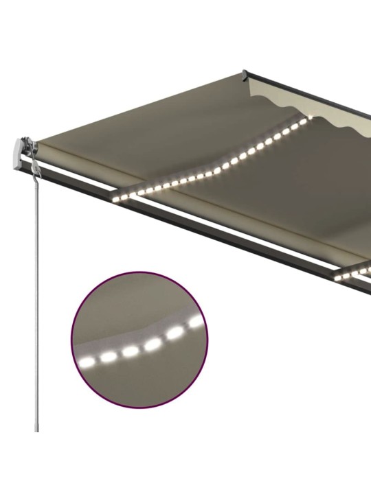 Käsin sisäänkelattava markiisi LEDillä 3x2,5 m kerma